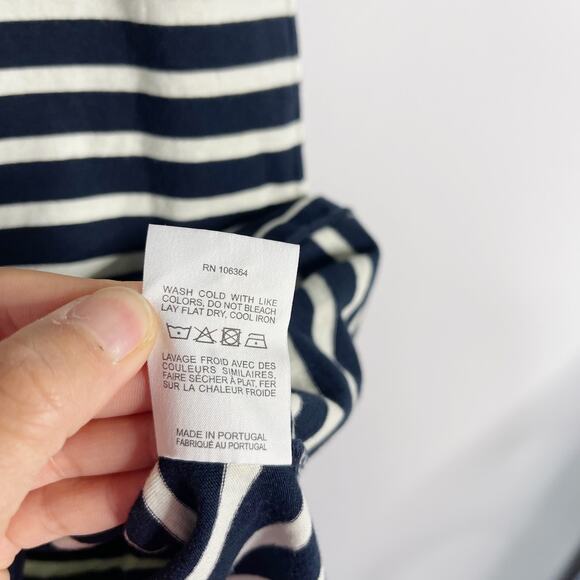 Kule XSmall Navy Blue Cream The Tee Dress Striped Short Sleeve Crew Neck Cotton - Picture 8 of 10